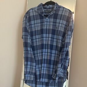 Ralph Lauren Men's Navy and Light Blue Check Shirt